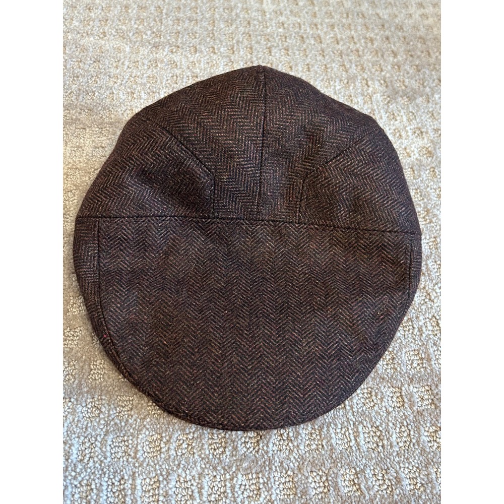Jangoul Mens Herringbone Wool Blend Flat Cap Hat Size 62cm